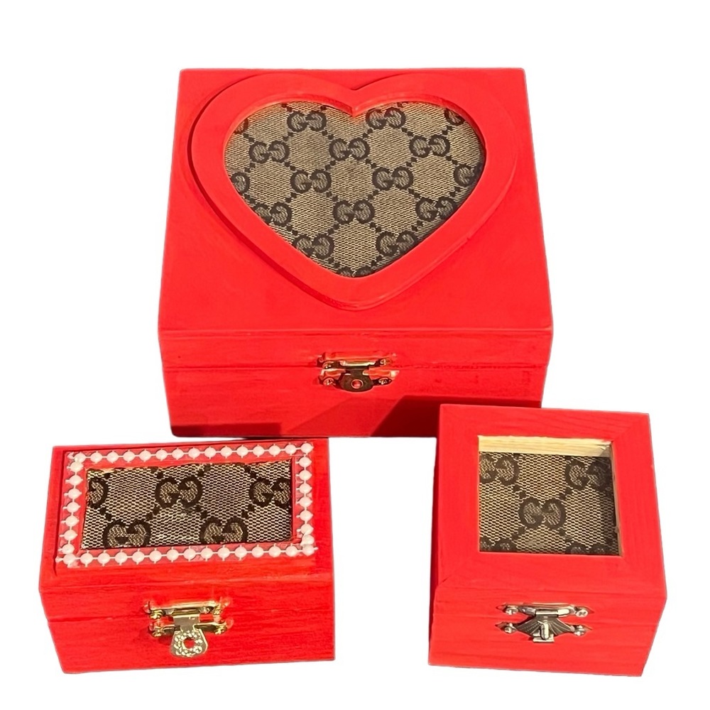 Authentic Gucci Upcycled Jewelry Box With Pearl Stud Accents Valentines Day Gift - Picture 8 of 10